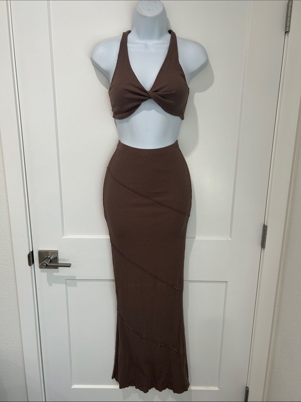 White fox maxi skirt and top